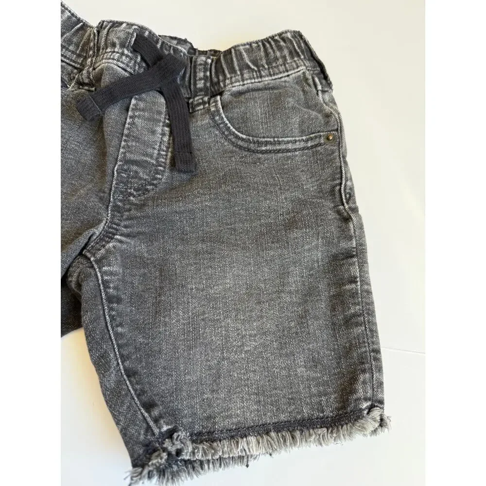 Gap Kids Denim Black Wash Pull On Frayed Hem Jean Shorts 5